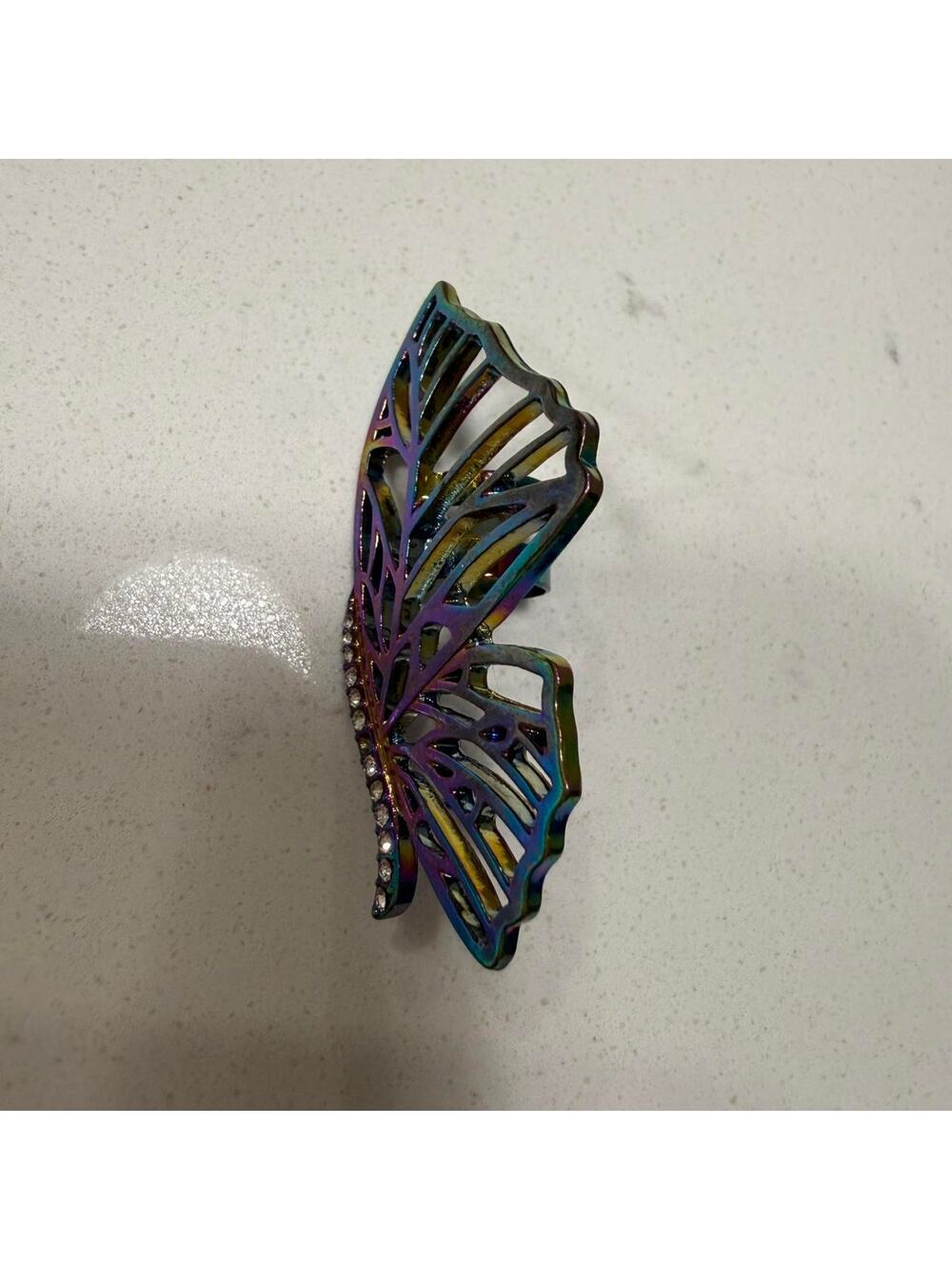 Rainbow iridescent butterfly earring fairycore